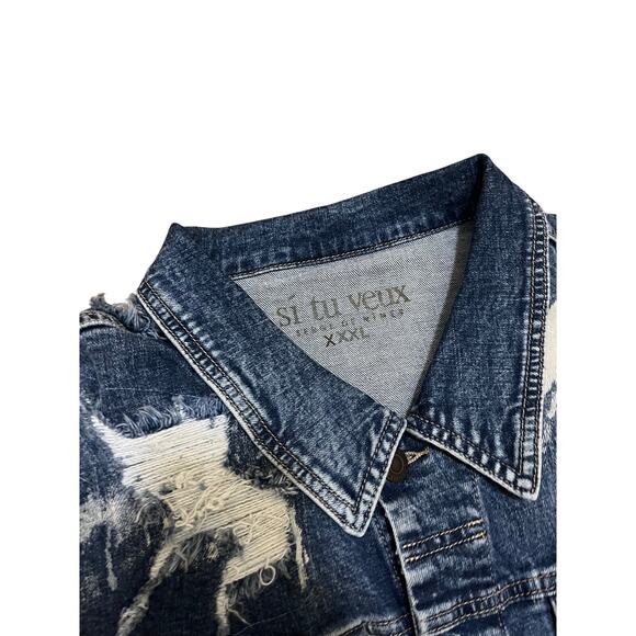 Si Tu Veux Blue Women’s Jean Vest Size XXXL - Picture 2 of 3